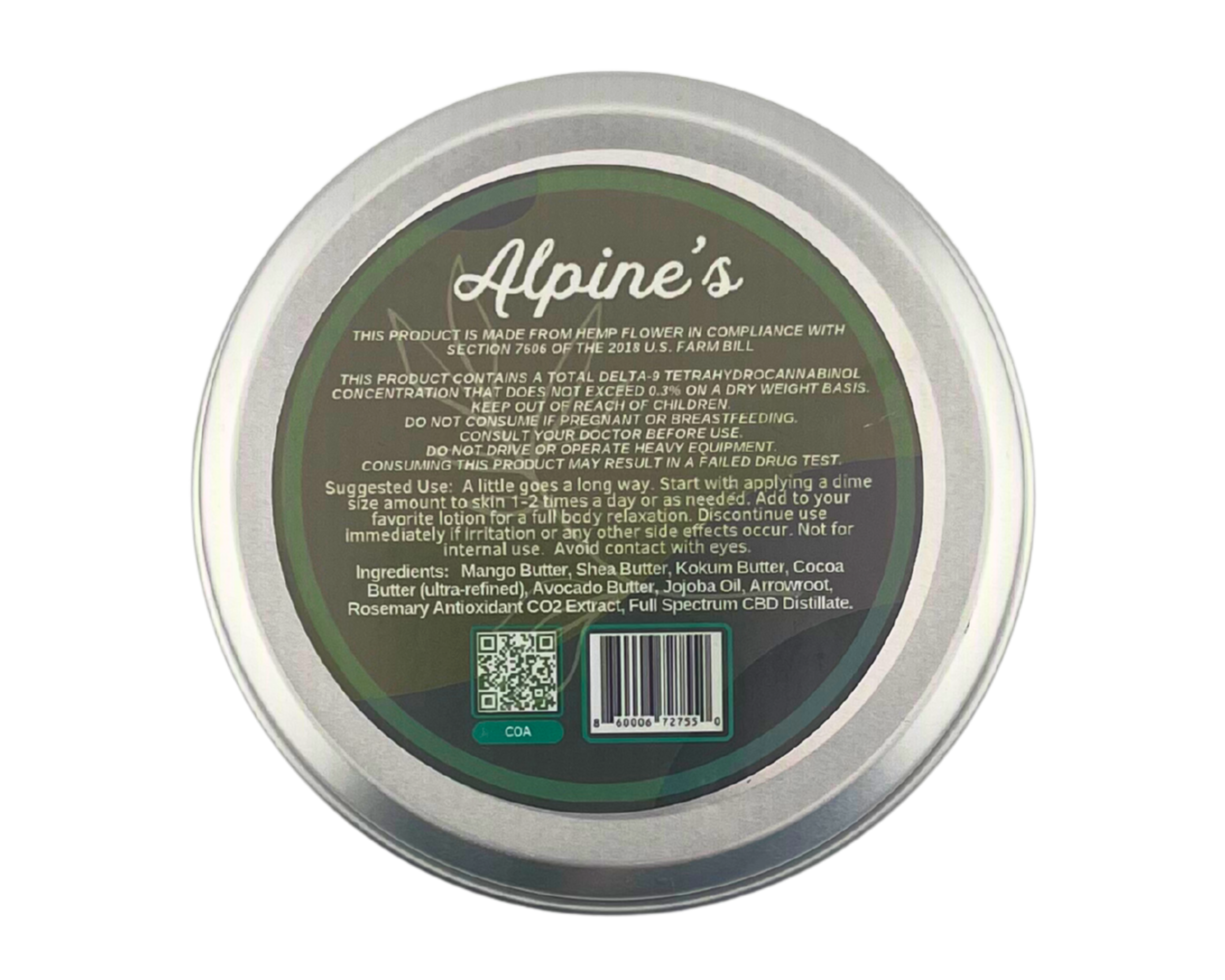 Alpine's Full Spectrum 2500mg Body Butter, 2.5oz
