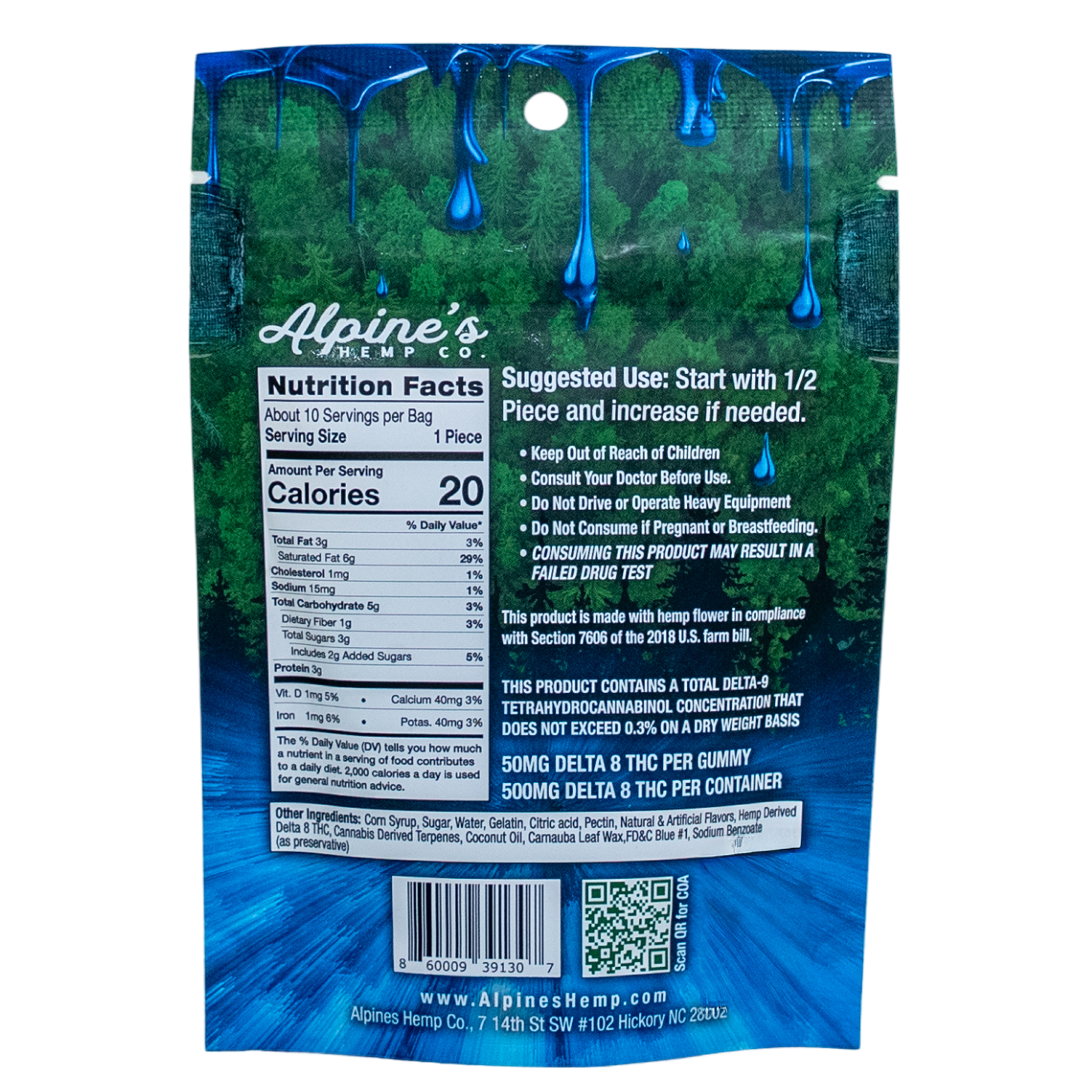 Blue Razz Live Resin Delta 8 Gummies Pack