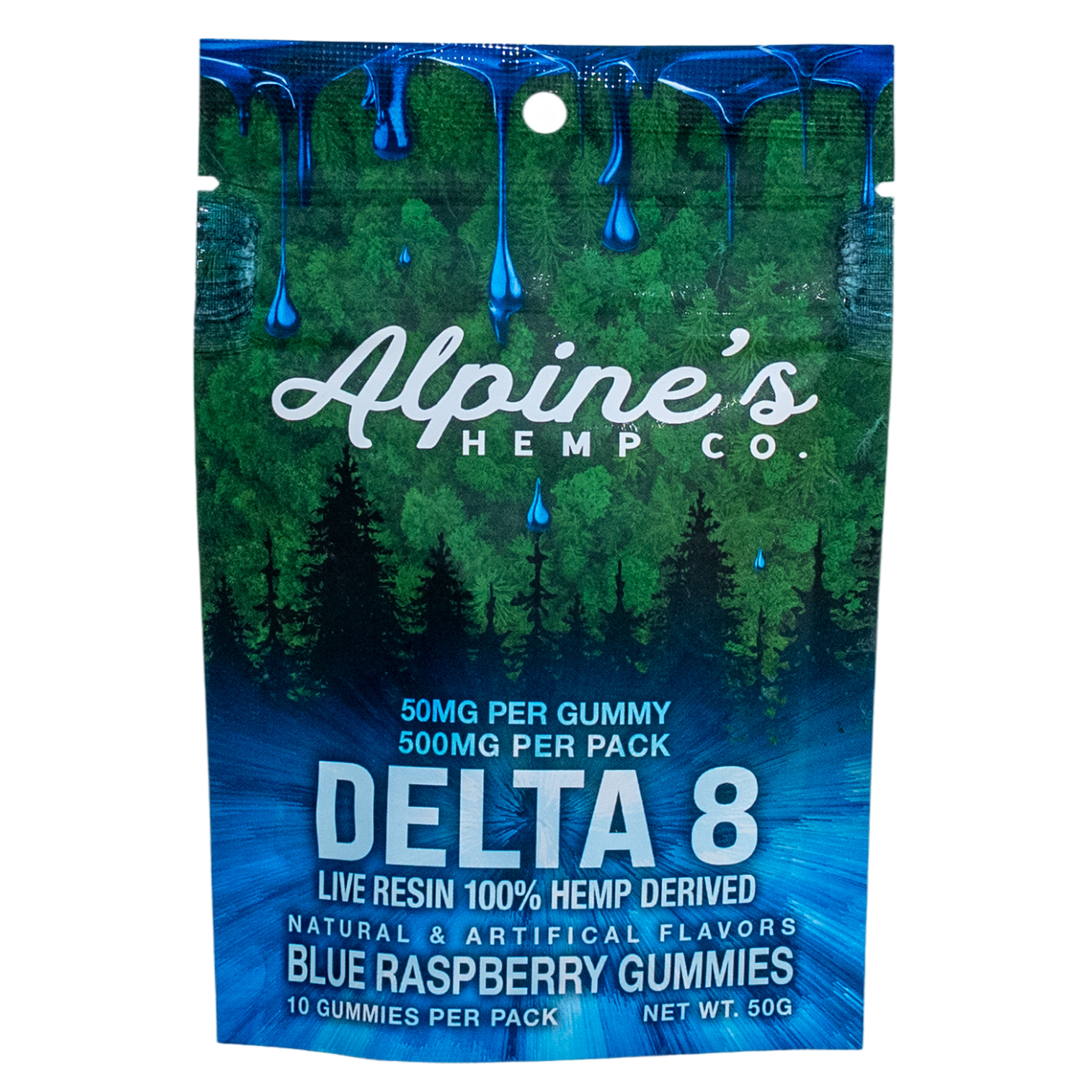 Blue Razz Live Resin Delta 8 Gummies Pack