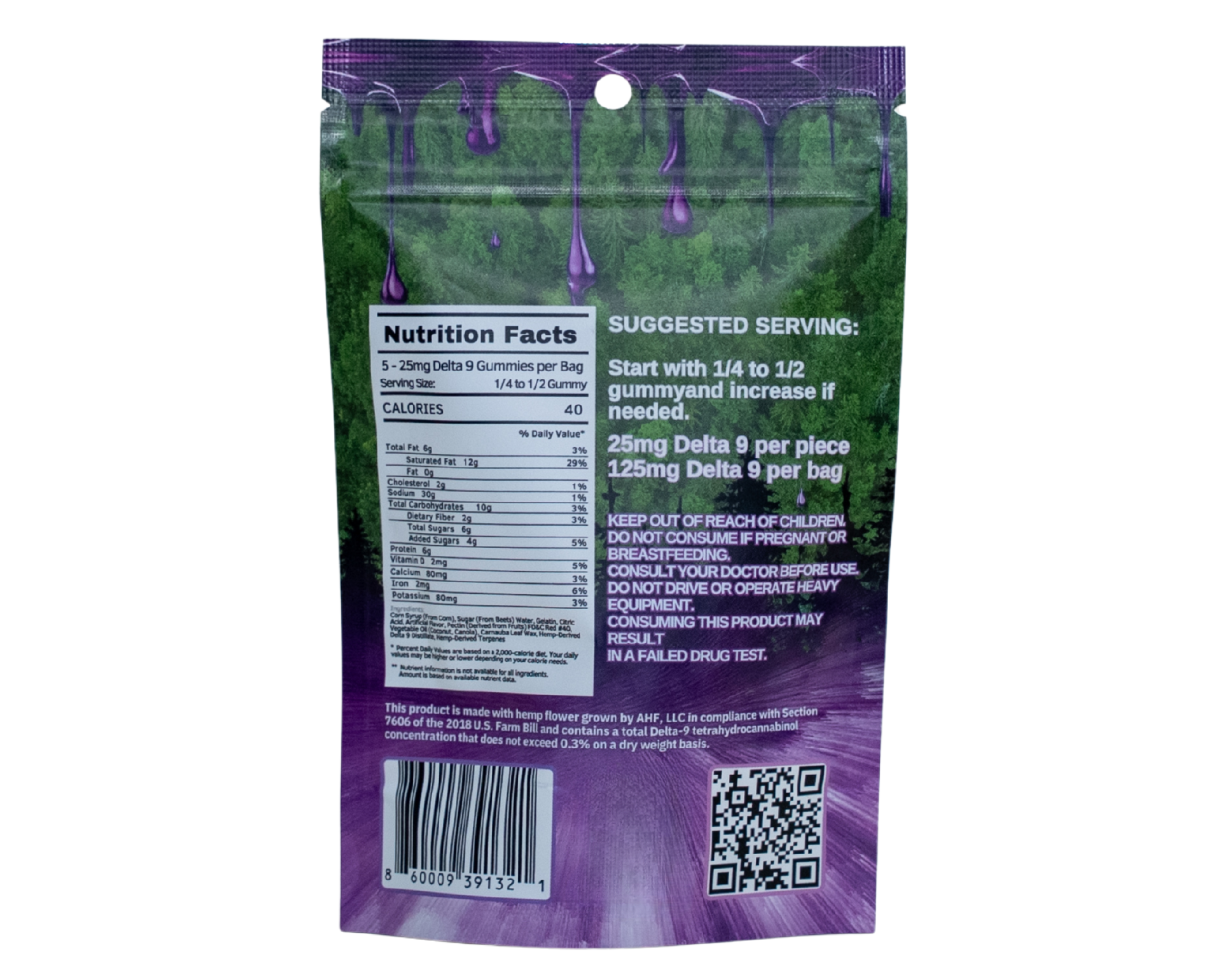 Alpine's Grape Live Resin Delta 9 Gummies 25mg each, 5pk