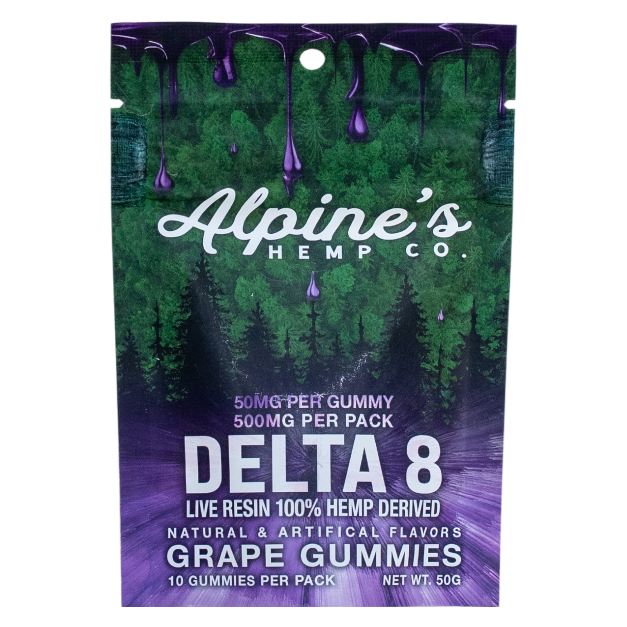 Grape Live Resin Delta 8 Gummies Pack